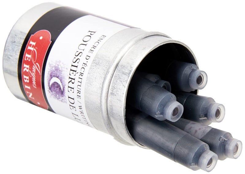 Jacques Herbin - Ref 20148T - Universal Writing Snap-in Ink Cartridges - PoussiÃ¨re de Lune/Moondust Purple - Cylindrical Metal Pot of 6 Cartridges - Purple-Coloured Ink - Image 2